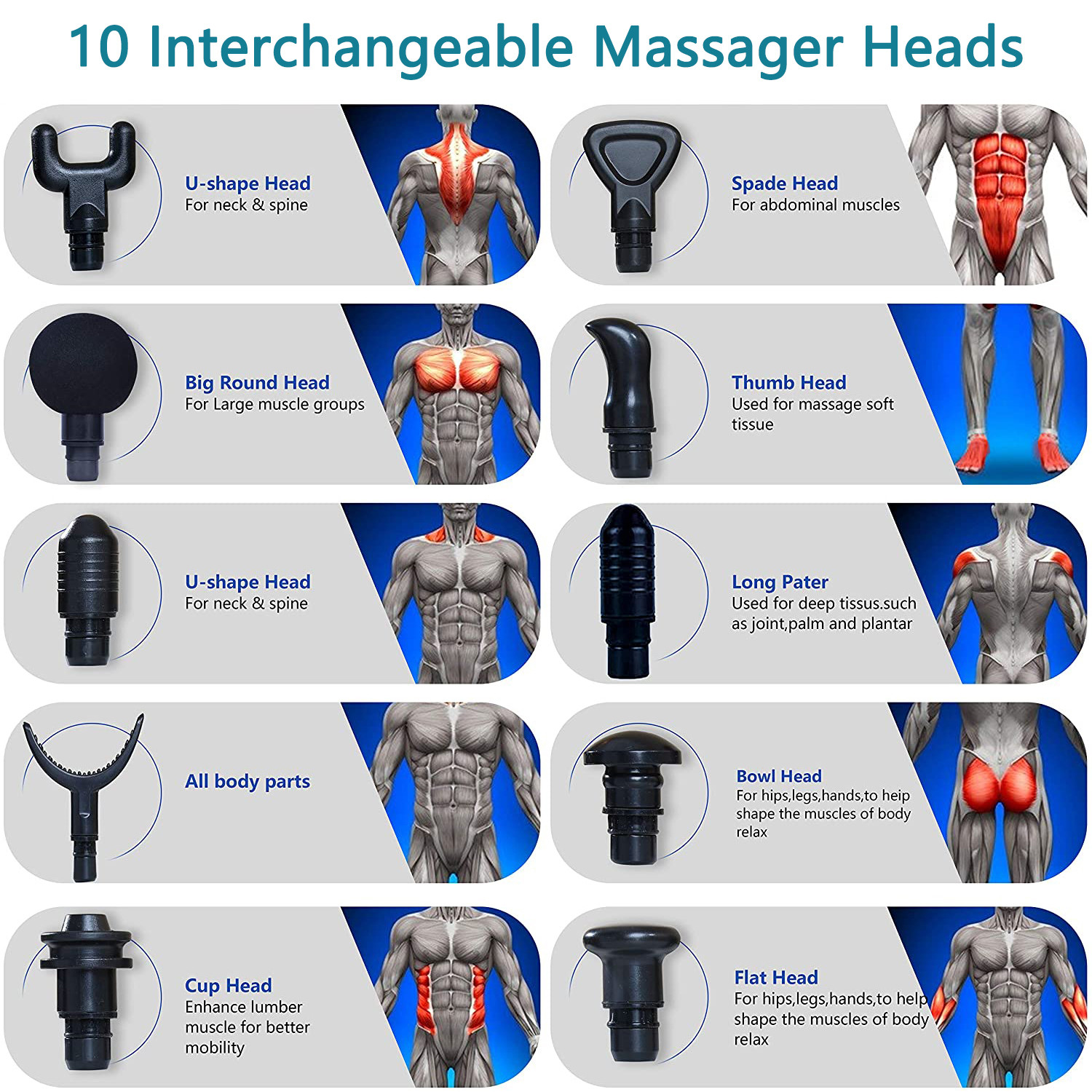 2400mAh 10 Heads Handheld Massager Gun