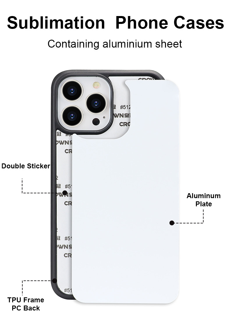 TPU PC Aluminum Sublimation Phone Case For IPhone Samsung Xiaomi