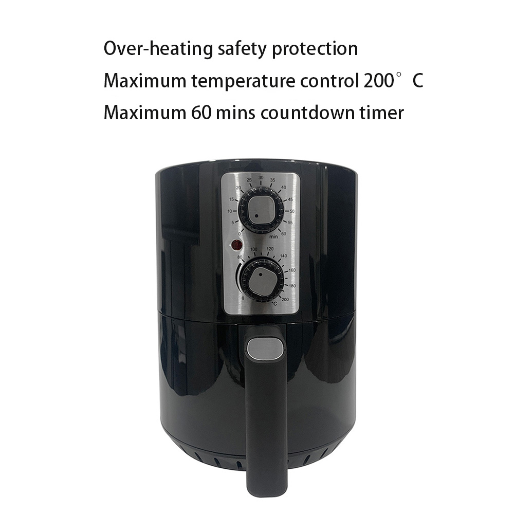 2L Electric Air Fryer With 2 Manual Control Knobs 2QT Household No Oil Home Cooking Fryer