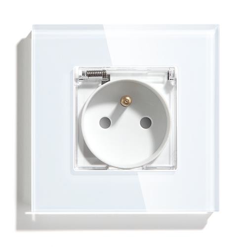 250V 13A Wall Smart Wifi Socket Plug With Single Crystal Glass Frame French Outlet Plug