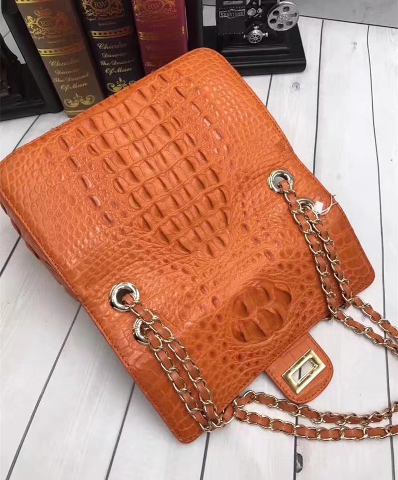 Genuine Crocodile Skin Lady Flap Purse Female Single Cross Shoulder Bag Real Alligator Leather Women's Messenger Bag