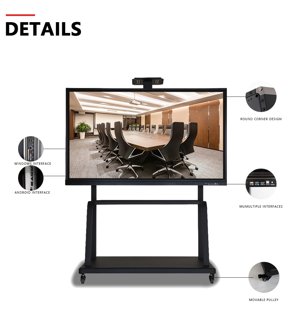 Anti Glare Multi-Touch Smart Whiteboard Interactive 55 Inch 4k 3840*2160