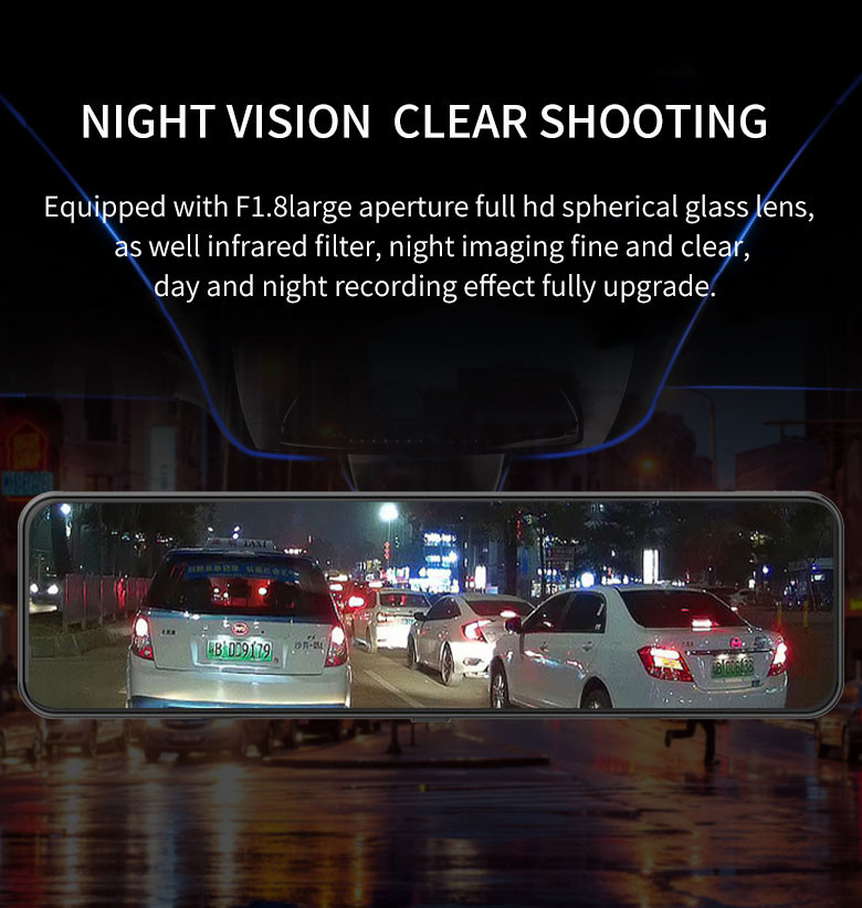 10.88 Inch 4K Dash Camera 1440p Mirror 4k Dual Lens With GPS