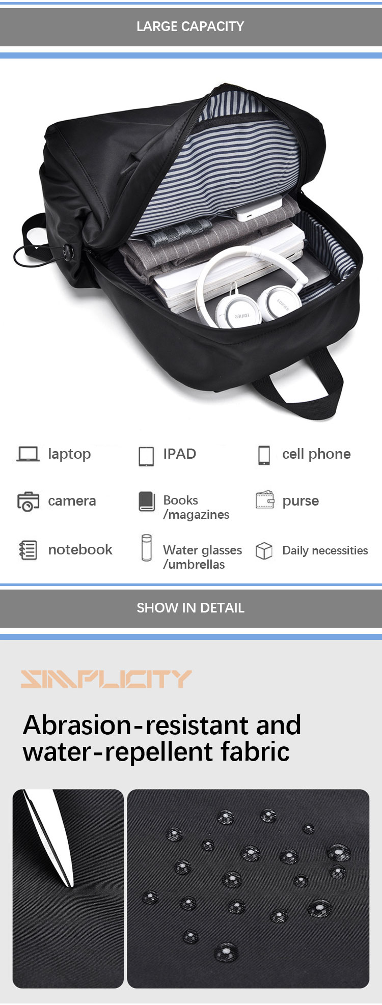 Men Women Business Computer Backpack Convenient Lightweight with USB Interface