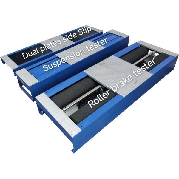 CTGT-3-4 Roller 4-in-1 vehicle test line Roller brake tester with axle load Single plate sideslip tester Suspension test