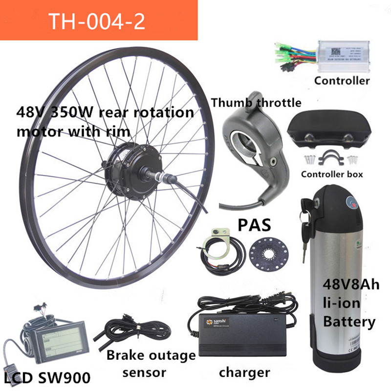 251W 350W 48V Rear Drive E Bike Conversion Kit For Cassette And Rotate Motor