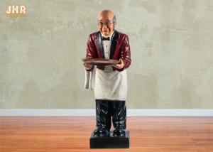 China Red Poly Butler Statue Fat Chef Kitchen Decor Resin Butler Sculpture Statue 90cm on sale