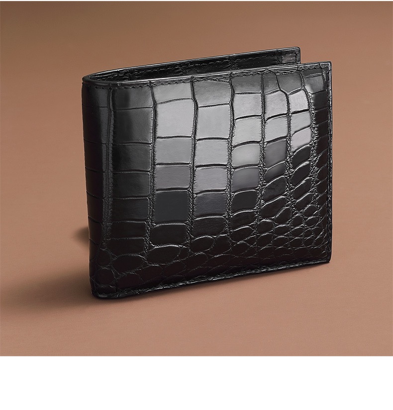 Authentic Alligator Leather Men's Short Bifold Wallet Card Holders Genuine Crocodile Belly Skin Male Small Clutch Purse