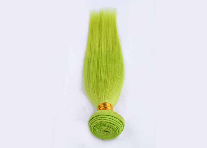 Fluorescent Green Virgin Human Hair Extensions No Shedding 100g / Pack