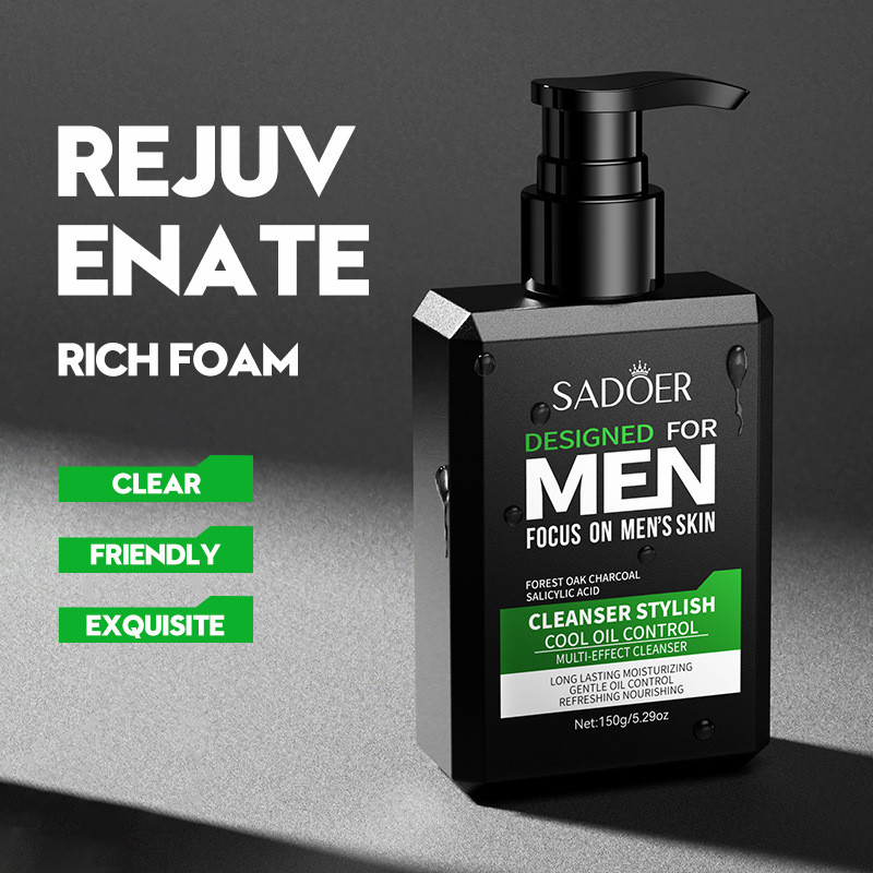 Daily Skin Care Men'S Facial Cleanser Cool Men'S Refreshing Oil Control Multi-Effect Cleanser