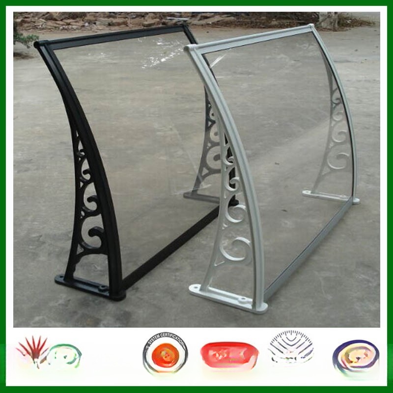 Window Canopy Polycarbonate Shade Awning Supported by Dependable Width Balcony Bracket