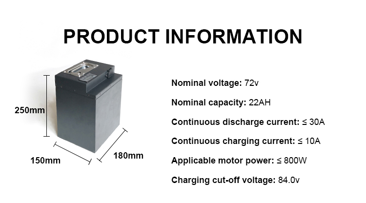 Custom Electric Vehicle Battery Lithium Ion 22ah 72v Lifepo4 Battery Pack