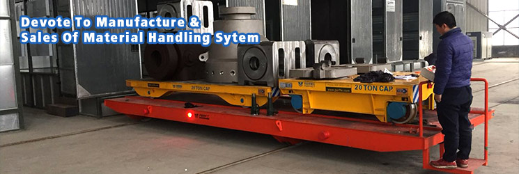 Double track docking Rail Transfer Cart for factory warehouse material transportation