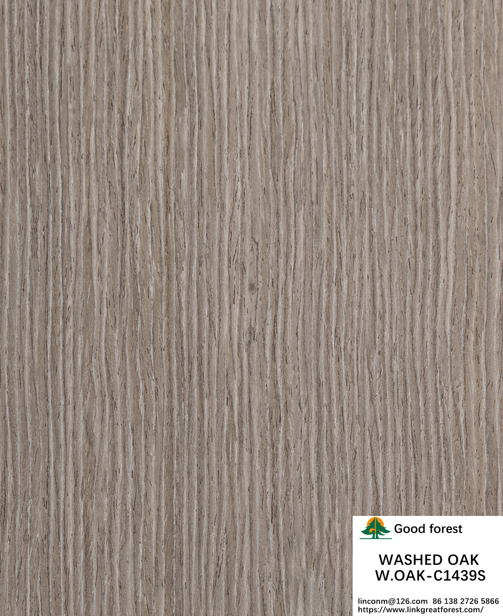 Reconstituted Washed Oak Wood Veneer Slice Cut Technics Vertical Grain Standard Size 2500*640mm Indoor Decorative Board