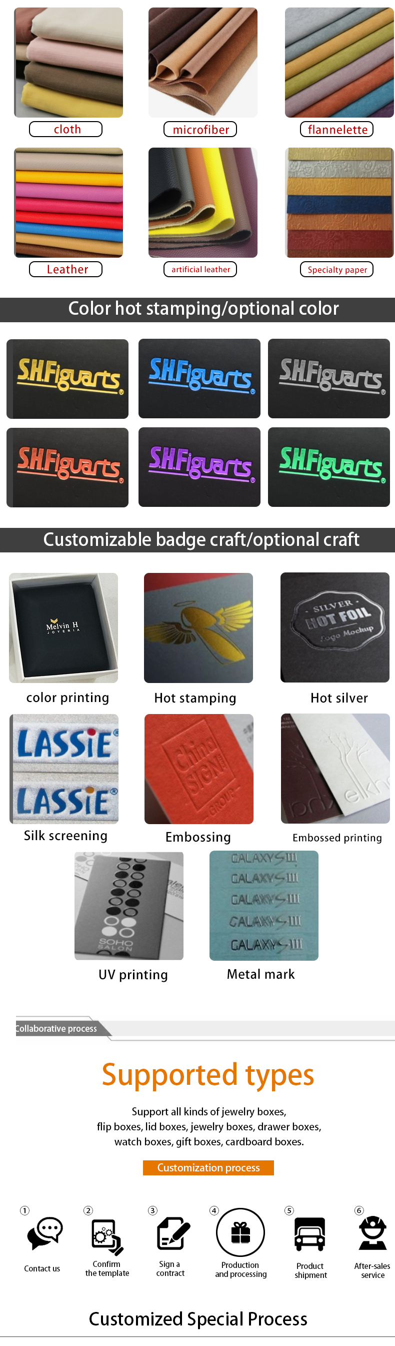 Jewelry Boxes Material LED Velvet for Customized Size Hanhong Logo Embossed Ring Gift