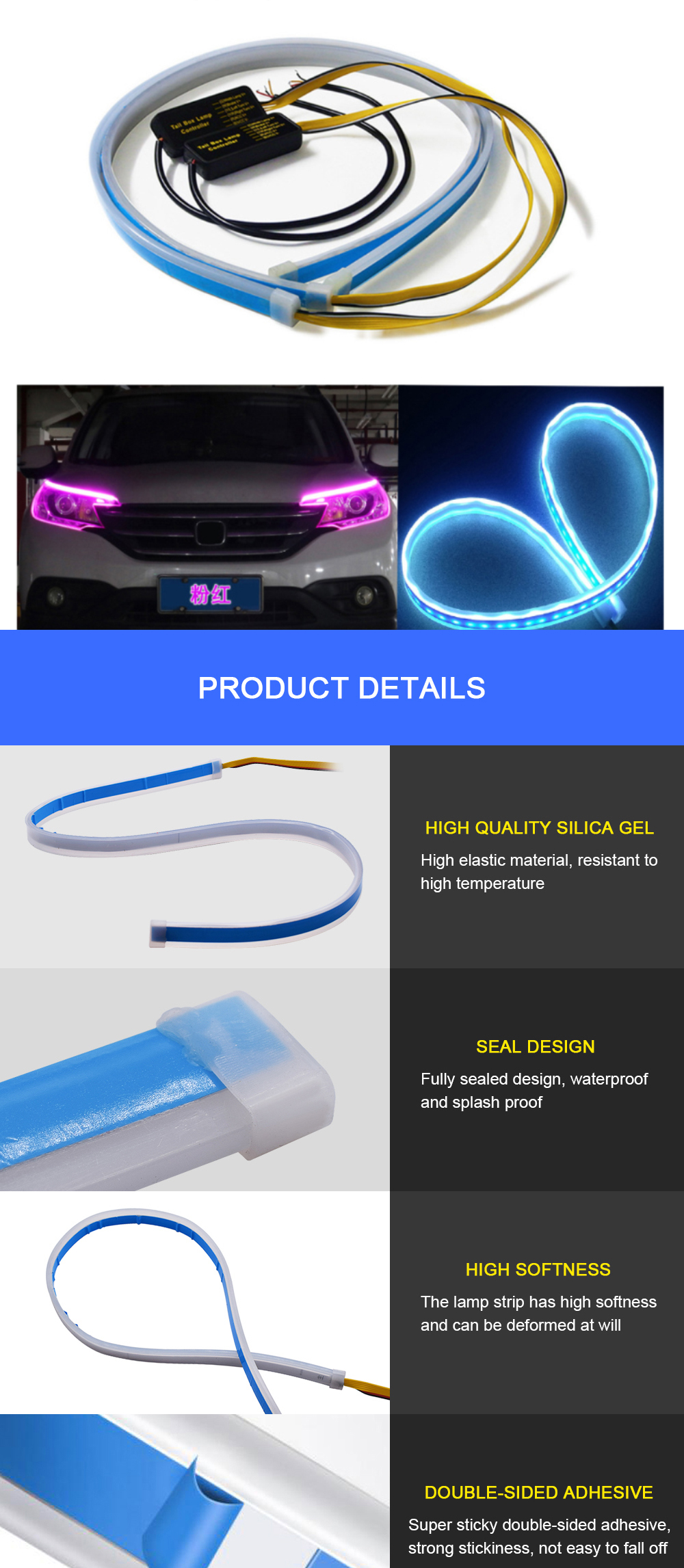 Neon Wire 30/45/60CM RGB Colorful Led Daytime Running Lamps Soft Article