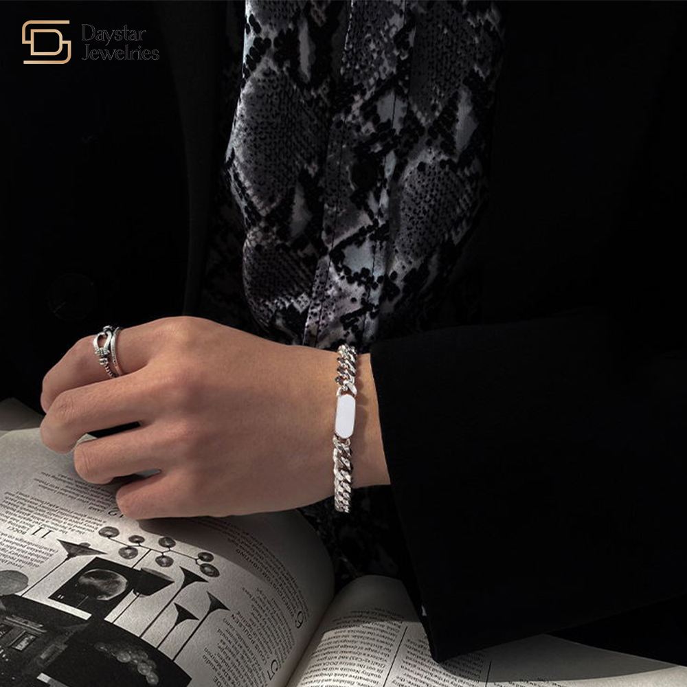 Stainless Bracelet Hip Hop Titanium Steel Jewelry Cuban Chain Custom Engraved