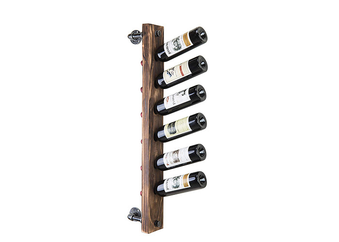 Wall Mounted 6 Bottle Wine Rack Malleable Iron Material With Casting