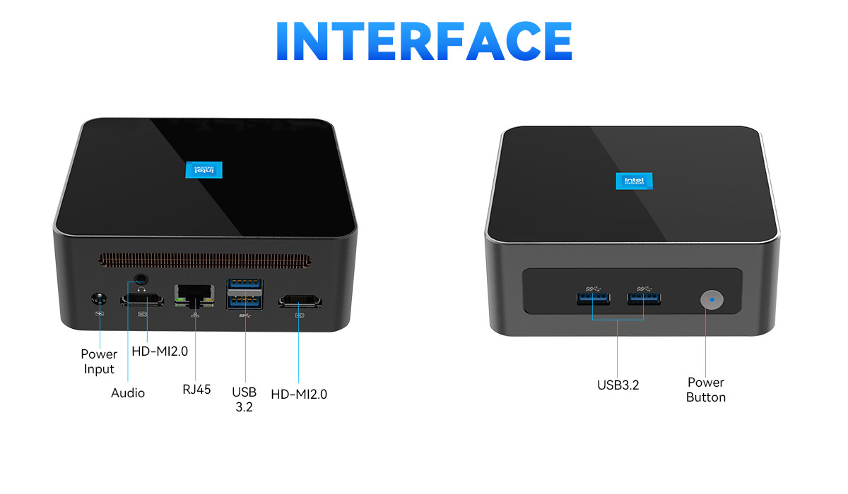 12th Gen N100 Processor Intel Mini PC DDR4 32GB With Single LAN Dual HDMI