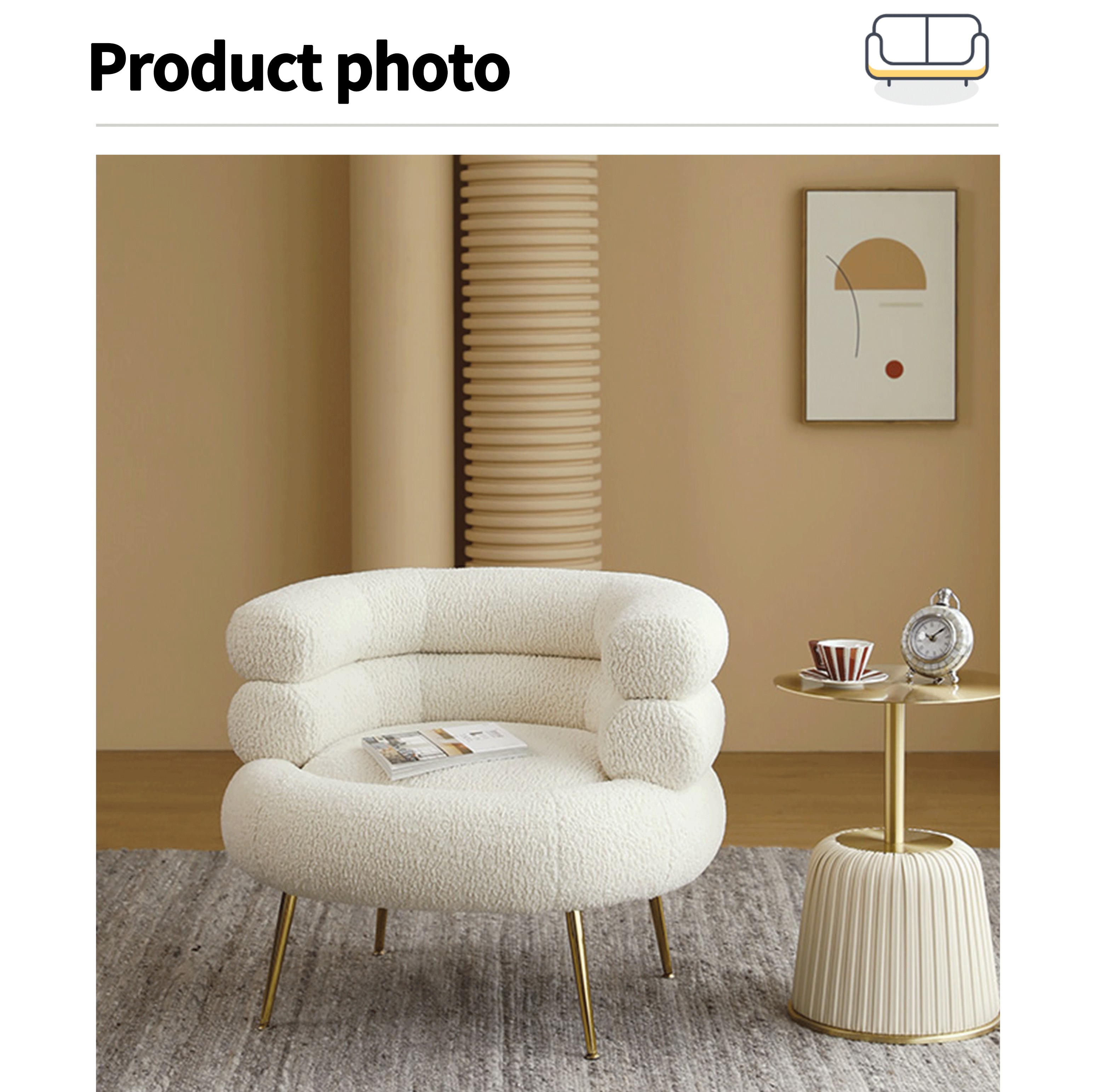 Simple Lamb Hair Single Sofa Chair with Stainless Steel Legs Perfect Addition to Modern Light Luxury Living Room Furniture