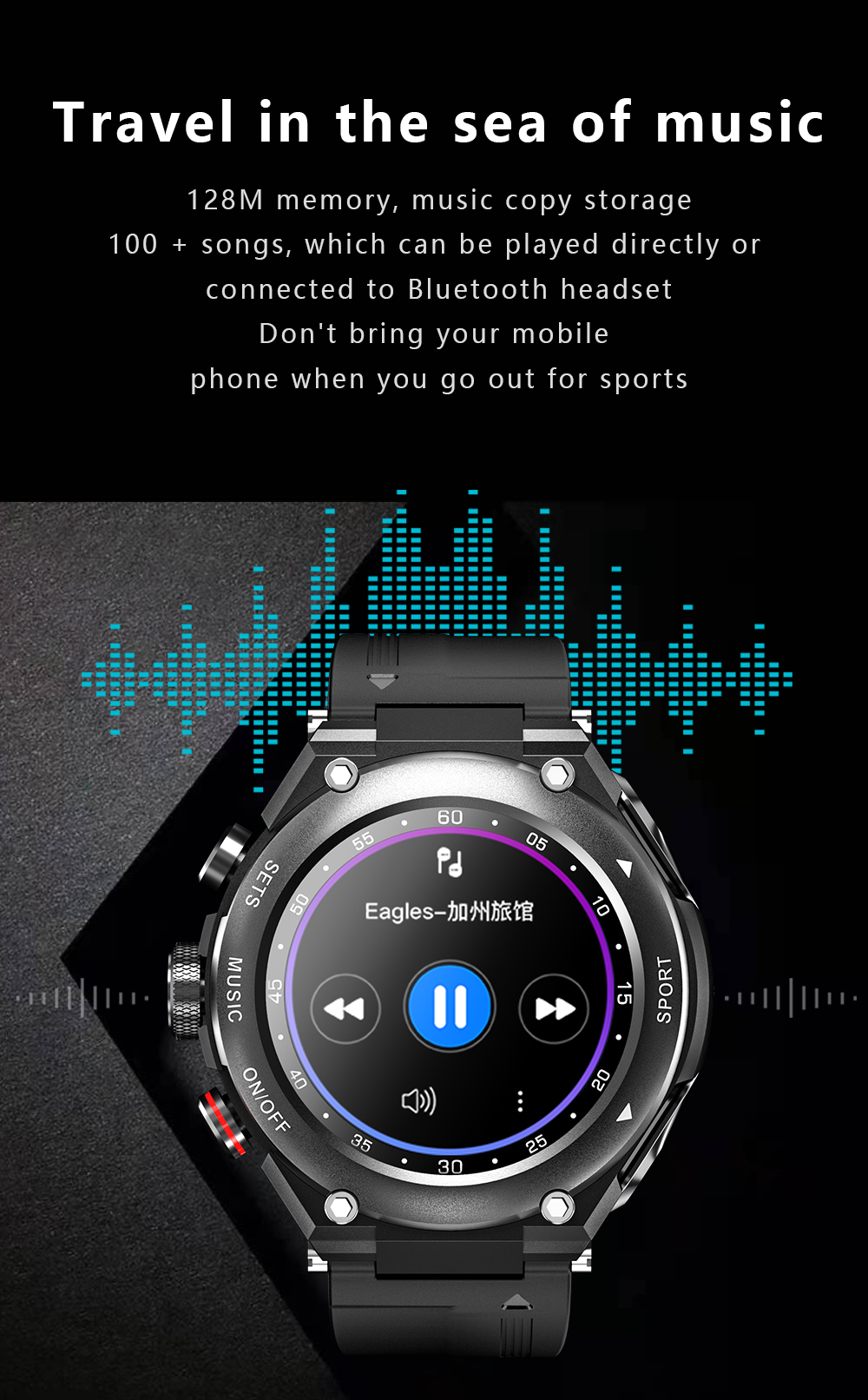 Wireless Earbuds and Local Music Smart Bracelet with TWS Smart Watch IPS Screen