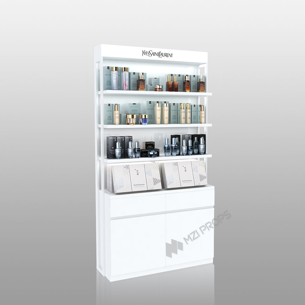ZhMS-V10 T-Column with Adjustable Rods Skincare Display Cabinet for Airports