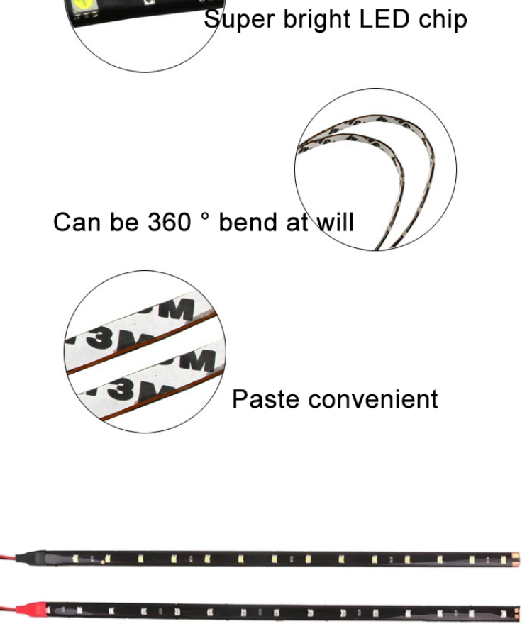30cm Car Headlight LED Tube Strip 3528 Patch Emergency Warning Light