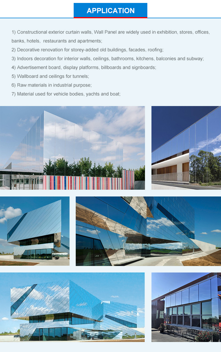 4mm Reflective Aluminium Composite Mirror Sheet 1570mm Alloy 1100