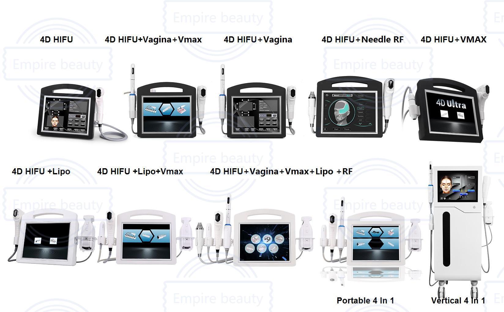 5 In 1 / 4 In 1 Hifu Lipo Slimming Machine 4D Ultra Sonic Hifu Therapy For Face Lift Tighten Skin Fat Loss Machine