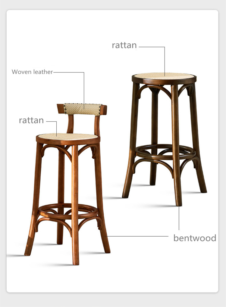 Kitchen Oak Cafe Bar Stools Ash Wood Stool Rattan With Back Support