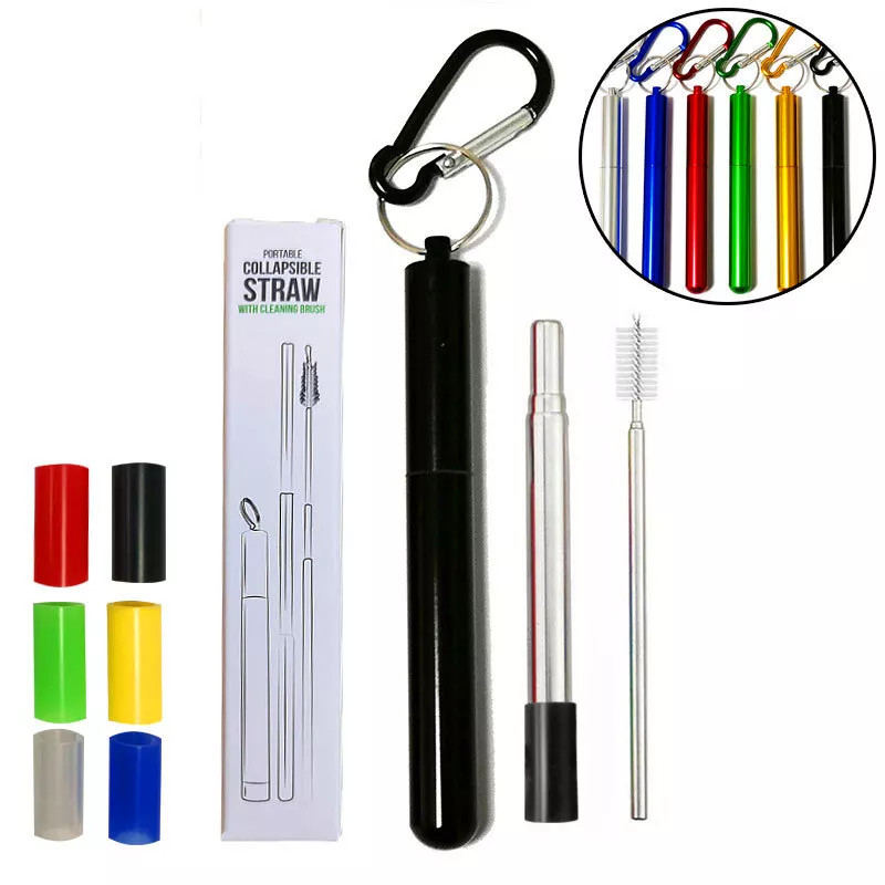 Eco Friendly Food Grade 304 / 316 Stainless Steel Tubes Straws Set For Drinking Beverage