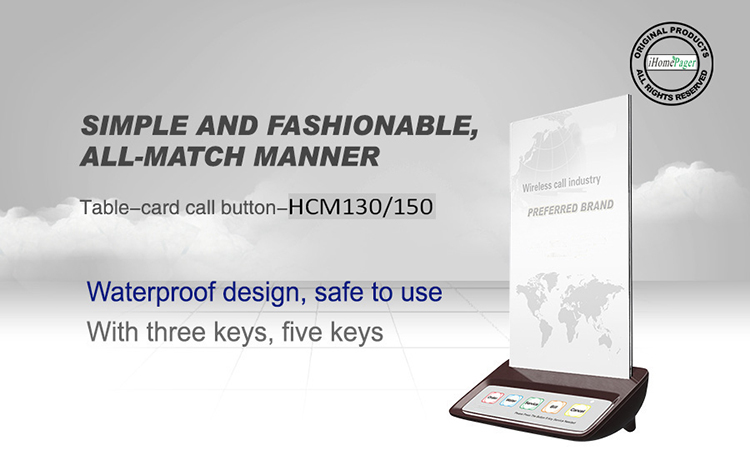 High quality wireless waiter call system restaurant menu holder call button