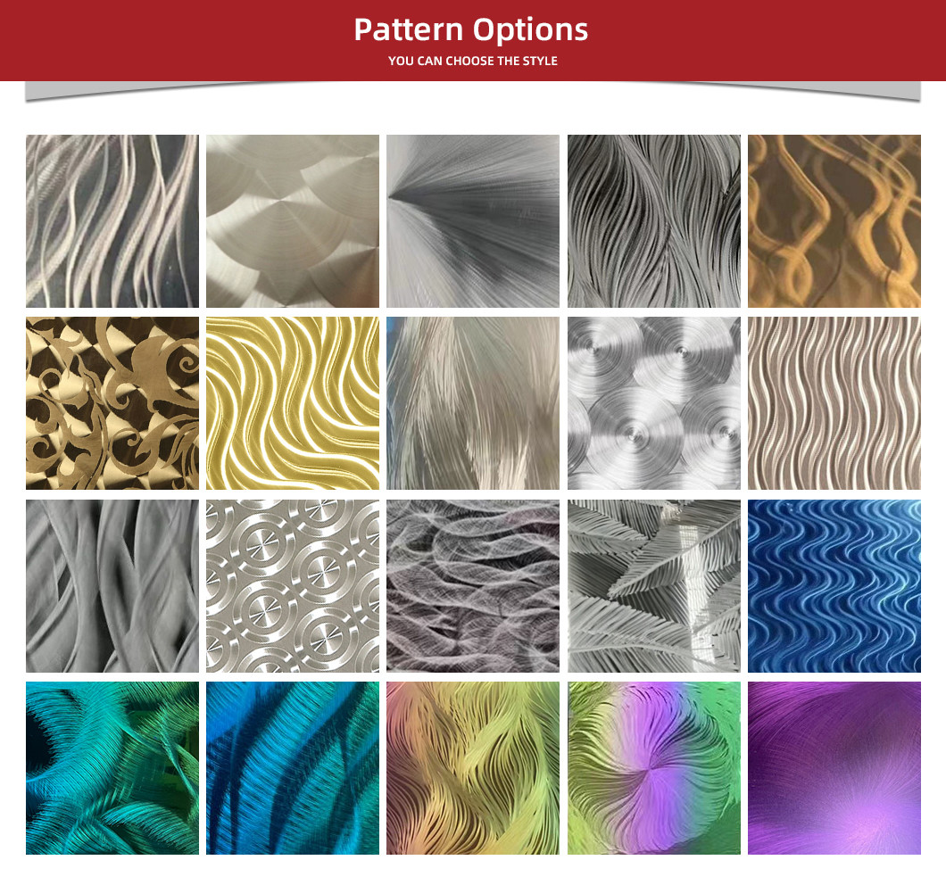 SS 201 304 316 Grade Sheet 3D Laser Texture Color Stainless Steel Sheet Polished Pattern Metal Sheet