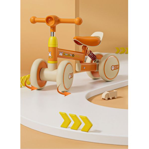 Four Wheel Children's Stroller Handcart Learning Toy Push Bicycle with Metal Frame