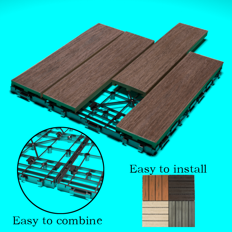 DIY Outdoor PVC Decking Co-extruded WPC Square Pool Deck Tiles for Plastic-Based Design