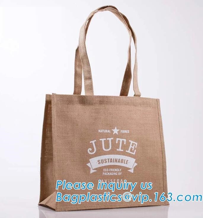 Multifunctional jute bag with low price,Natural Burlap Tote Bags Reusable Jute Bags with Full Gusset,shoulder strap plai