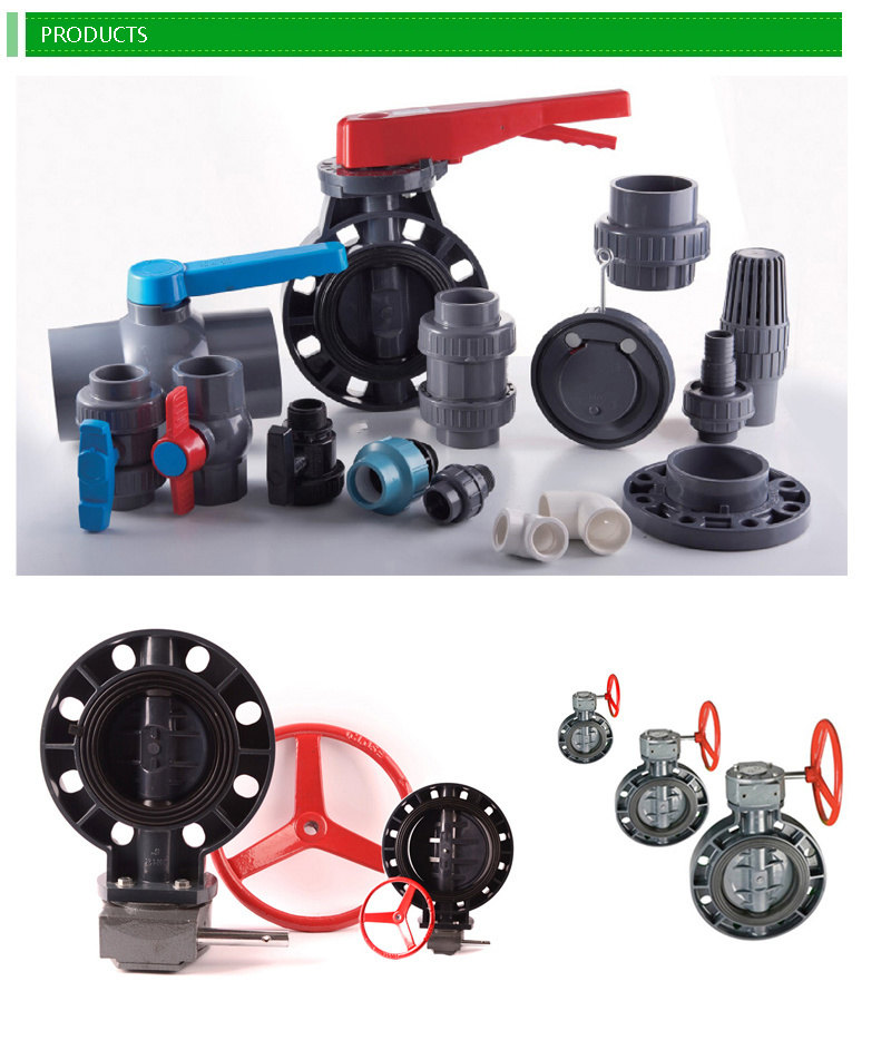 China Supplier Manufauctre Plastic Control Valve PVC Manual Wafer Type Butterfly Valve