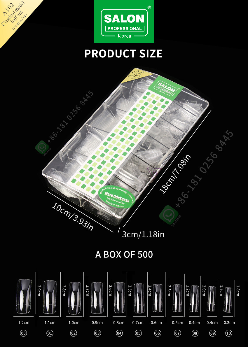 Salon Professional Nails Clear Color Full Cover False Nails For Nail Extension 500pcs/Box