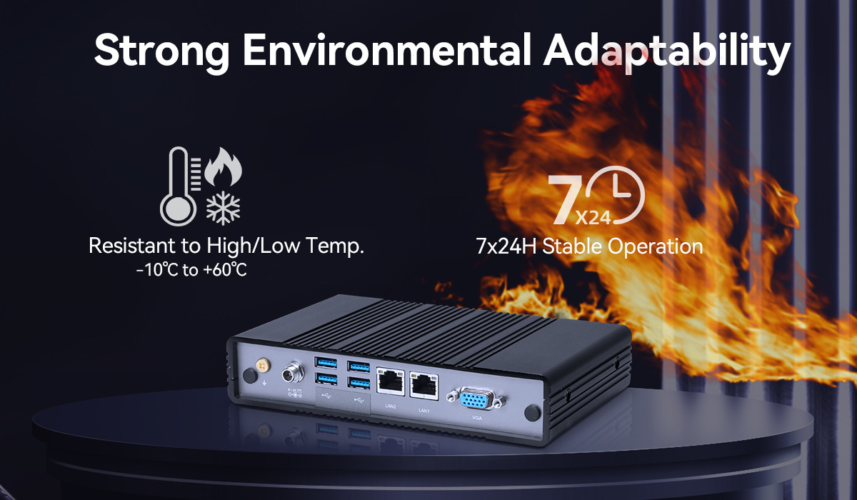 Intel Atom E3940 DDR3L 8GB Industrial PC Dual LAN Dual COM Fanless Mini Computer