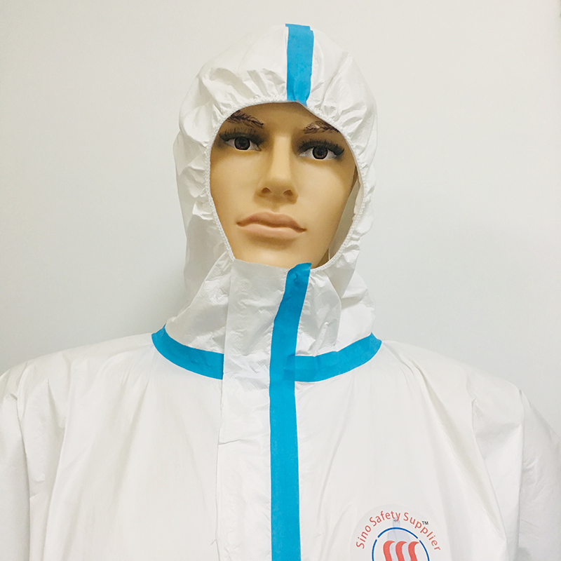Non Woven Type 4 5 6 Hooded Microporous SF Disposable Protection Clothing With Boots