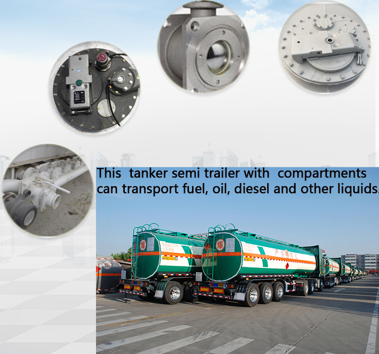 33000-48000 Liters 48 ADR Aluminum Diesel Fuel Oil Transport Tanker Truck Semi-Trailer