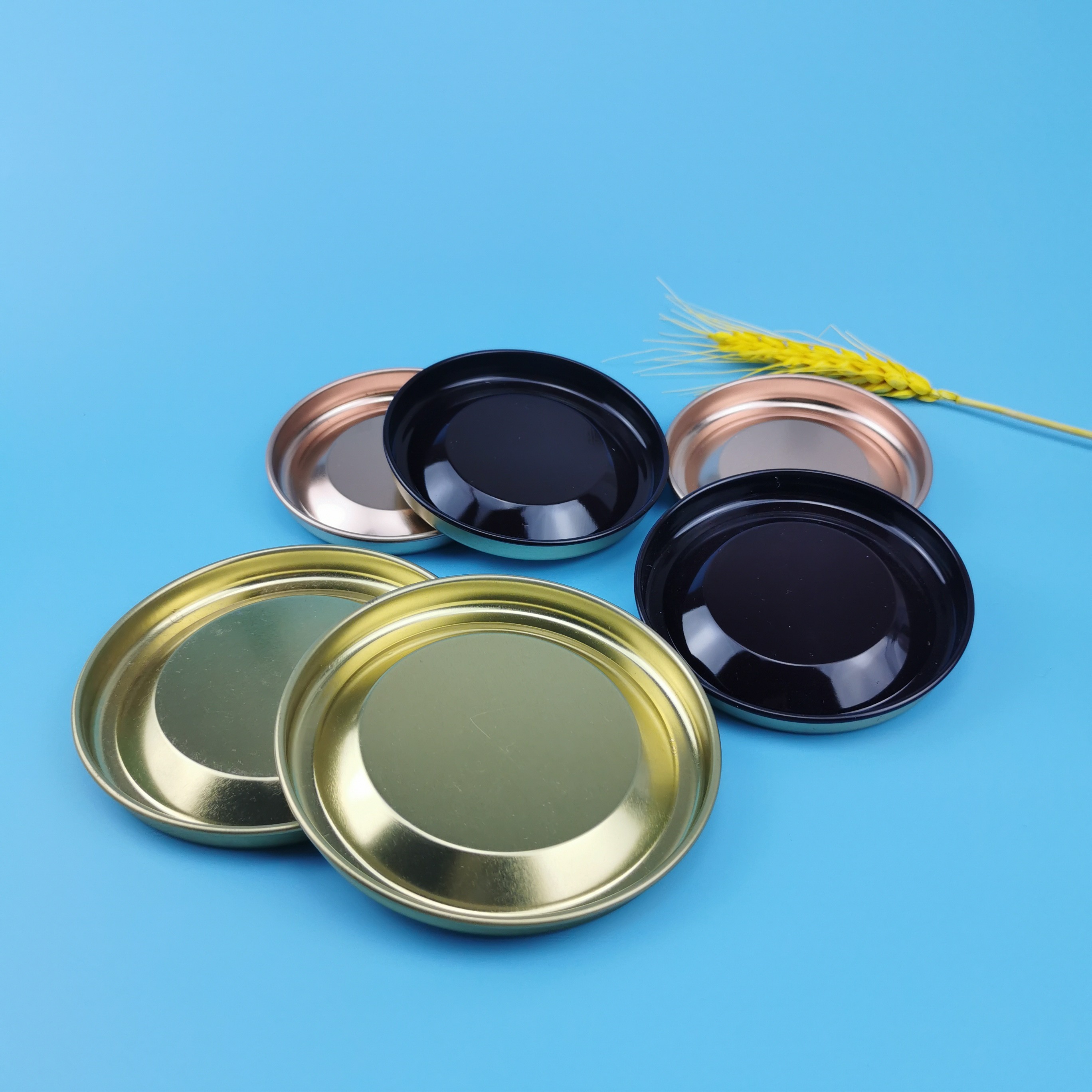 Customized Logo Stretch Rose Gold 150mm Tinplate Lid