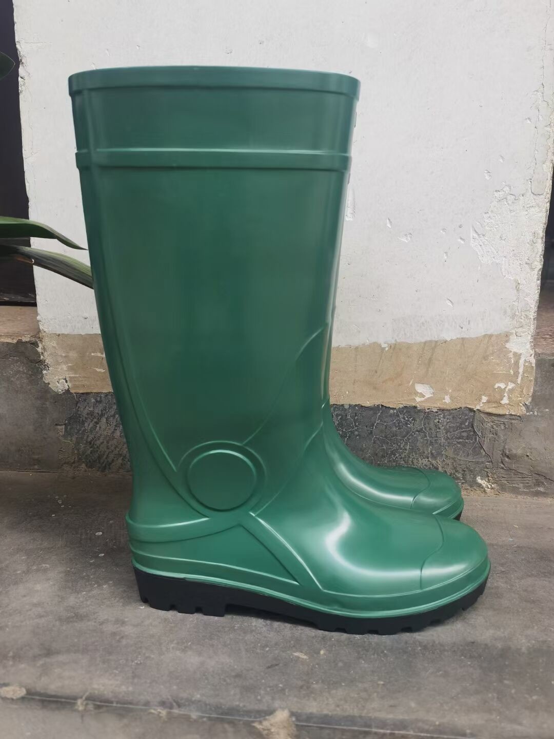 Green PVC Steel Toe Rubber Boots Anti Slip Steel Toe Waterproof Boots