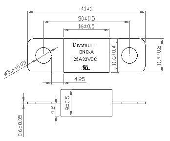 DC80VDC Ceramic Fuse MINI Size Bolt-down Fuse for Energy Storage System Fuse UL Certified