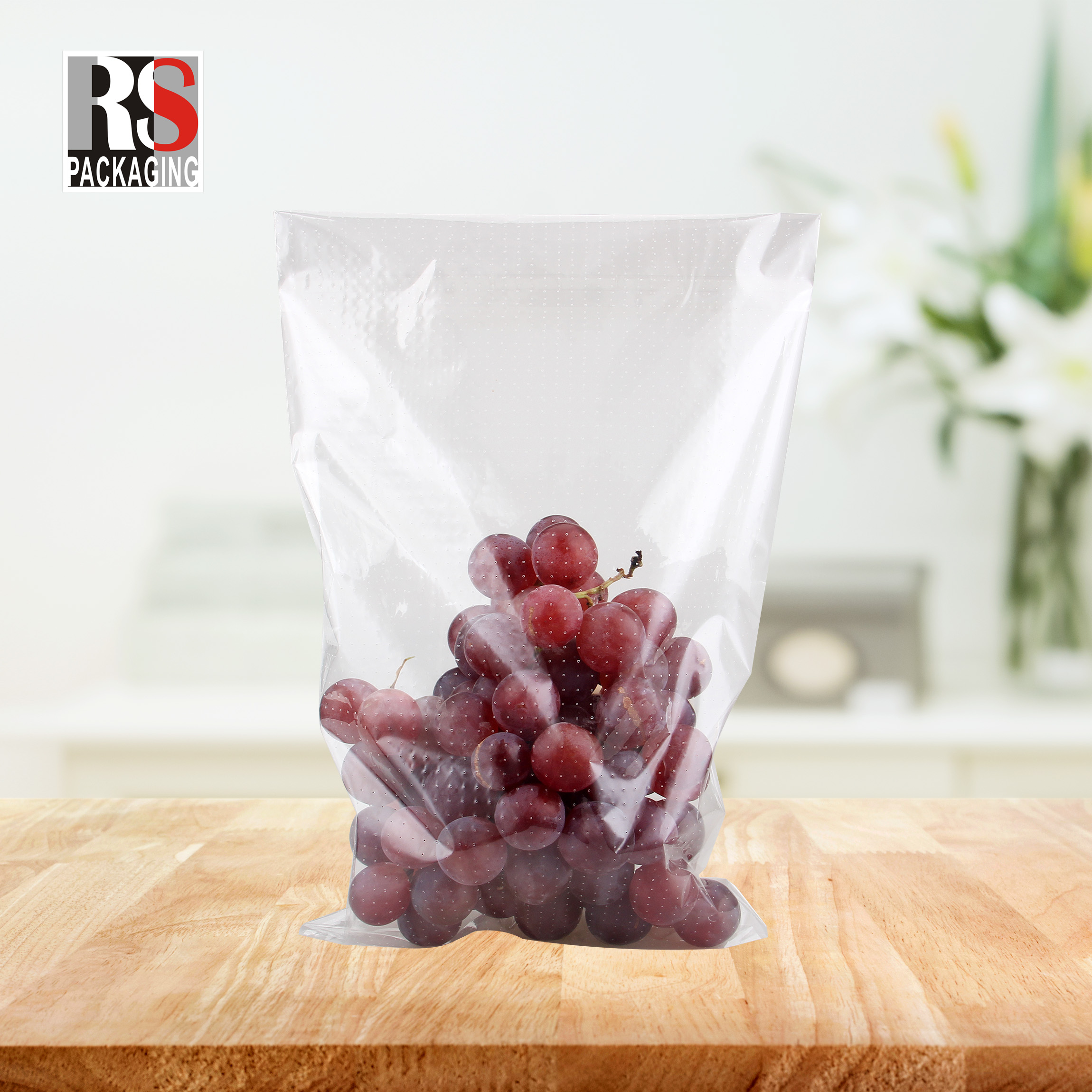 Recyclable Micro Perforated Reusable Lettuce Bags For Fruit And Vegetable Packaging