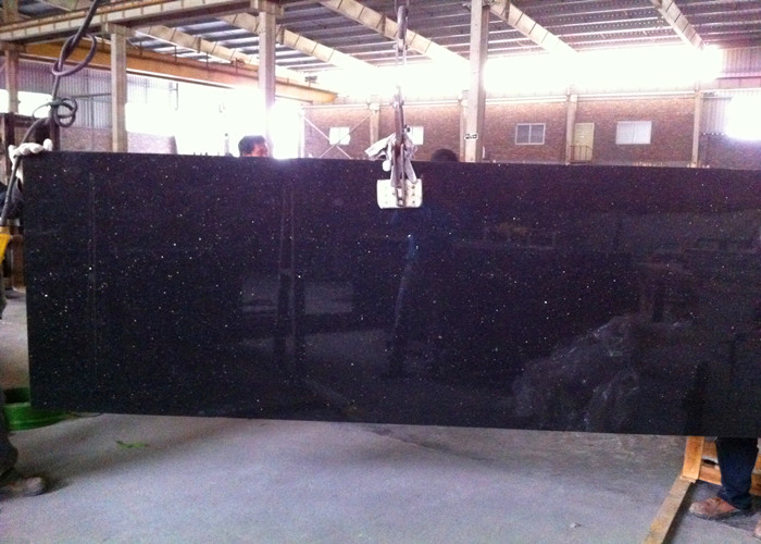 Black Galaxy Granite Island Top / Granite Kitchen Tops With Sparkles 2 CM Thick