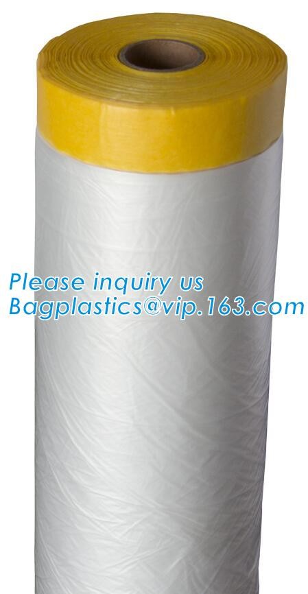 Pre-tapd paint masking film HDPE,Car paint repair masking film with tape, Hot sell masking film with adhesive tape, PAC