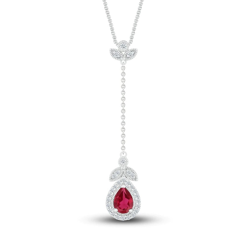 Lab-Created Sapphire & Lab-Created Ruby Necklace Sterling Silver