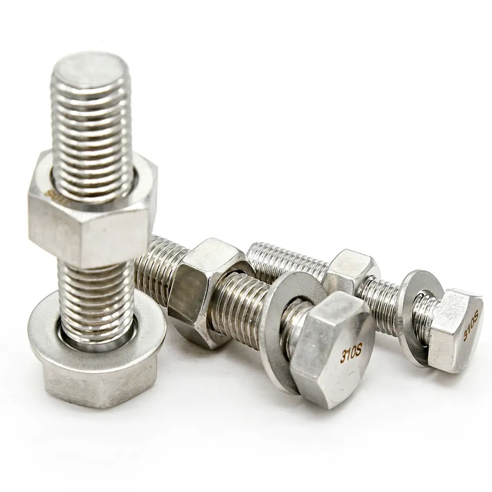 M10x125mm Stainless Steel Bolt Washer And Nut 310S 304 316 Flat Head Hexagon Bolt