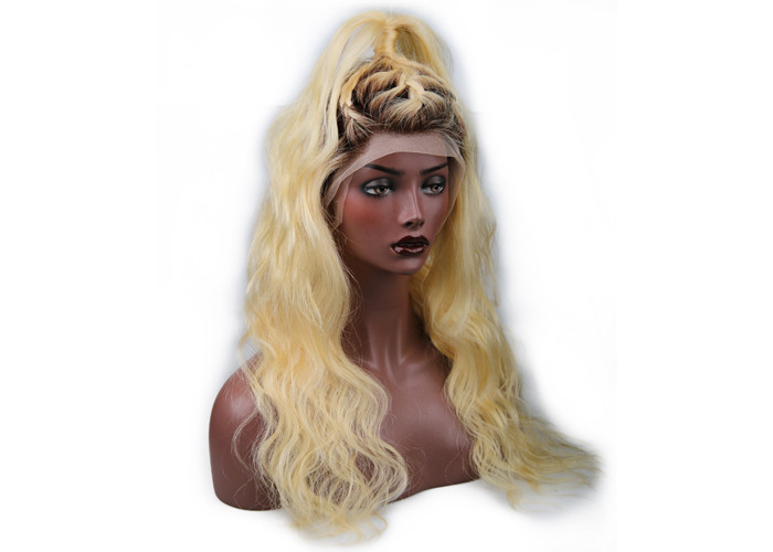 Swiss Lace 24 Inch Human Hair Wigs For Black Women / Curly Body Wave